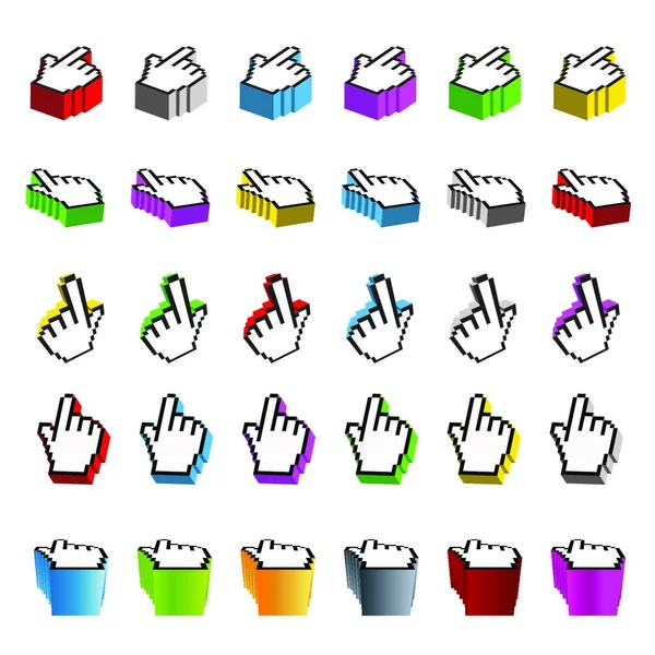 Collection Browsing Hand Cursors Perspective - Stok Vektor