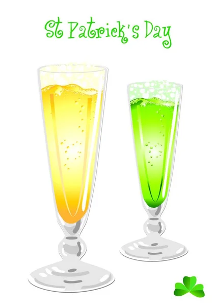 Bière Verte Illustration Vectorielle Colorée — Image vectorielle