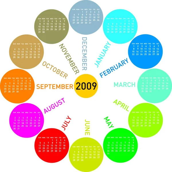 Colorful Calendar 2009 — Stock Vector