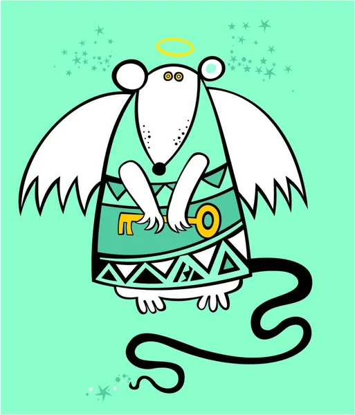 Illustration Angel Rat — Stock Vector