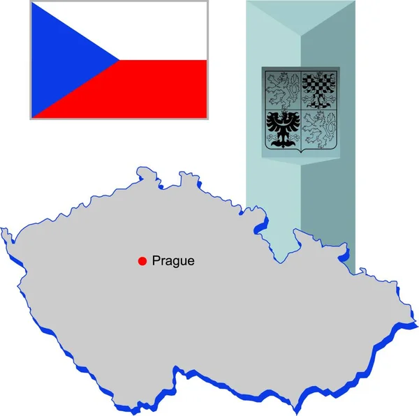 Republika Czeska Kolorowy Wektor Ilustracji — Wektor stockowy