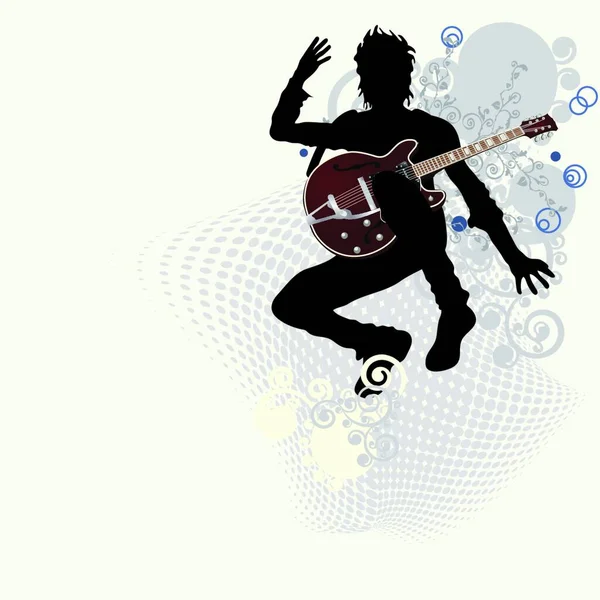 Müzik Posteri Gitarist Renkli Vektör Illüstrasyonu — Stok Vektör