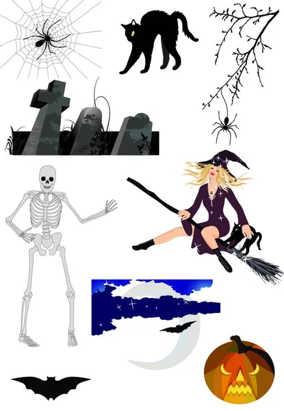 Scary Halloween Set Vector Ilustración — Archivo Imágenes Vectoriales