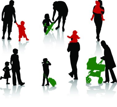 Ebeveyn illüstrasyon seti, vektör basit tasarım 