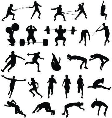 Atletik siluet koleksiyonu, vektör basit tasarım 
