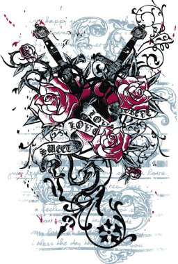 Heraldik gül amblemi, vektör illüstrasyonu basit tasarım