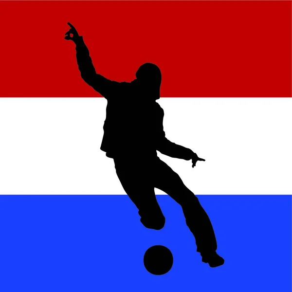 背带荷兰国旗的足球运动员 — 图库矢量图片