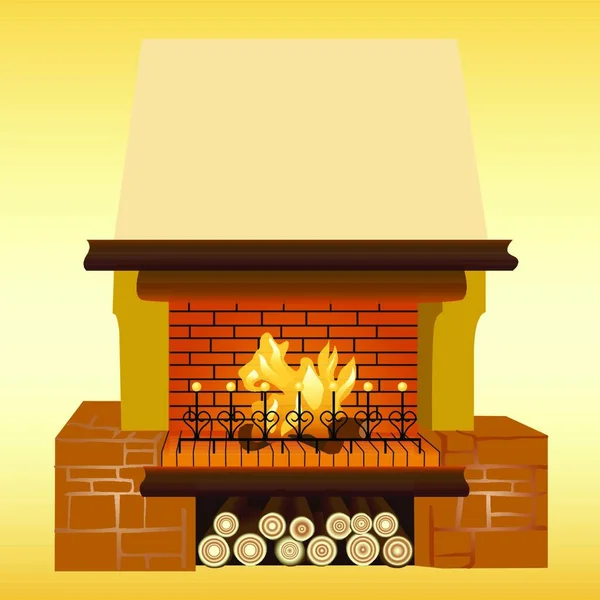 Fireplace Icon Vector Illustration — Stock Vector