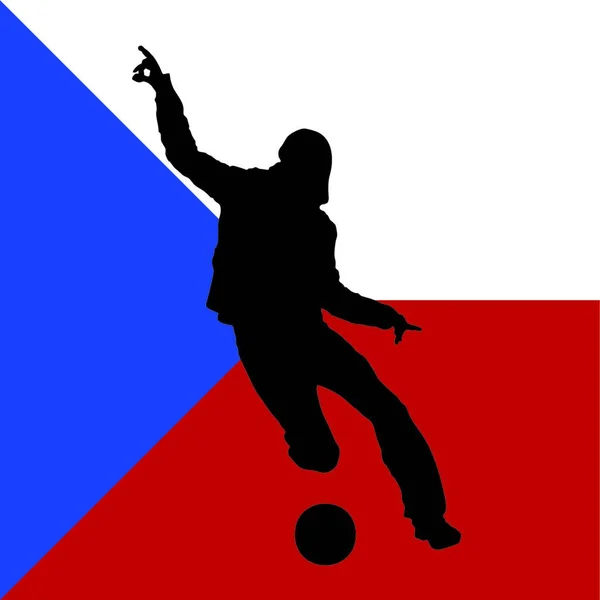 Football Player Czech Flag Background — Stock Vector