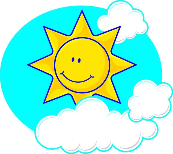 Sonne Mit Wolken Vektor Einfache Vektorabbildung — Stockvektor