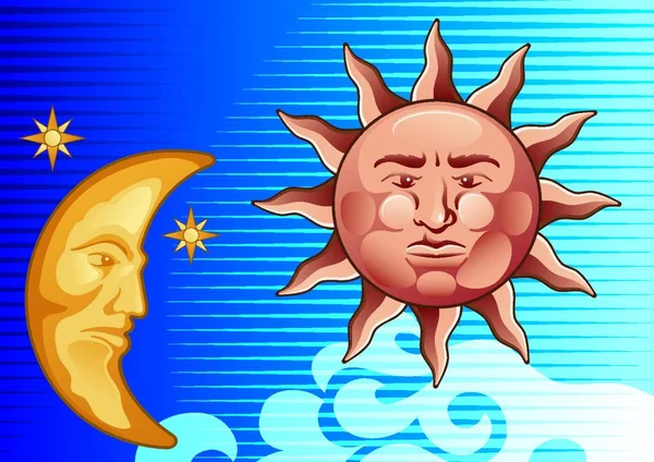 Sonne Und Mond Vektor Einfaches Design — Stockvektor
