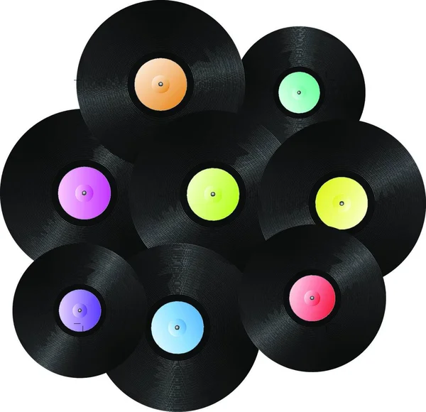 Disques Vinyle Fond Illustration Vectorielle Colorée — Image vectorielle