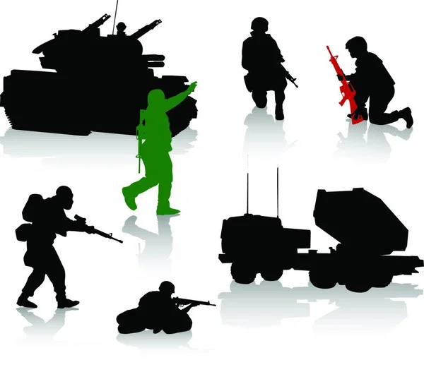Soldiers Set Modern Vector Illustration — Stock Vector
