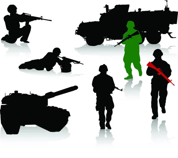 Soldiers Set Modern Vector Illustration — Stock Vector