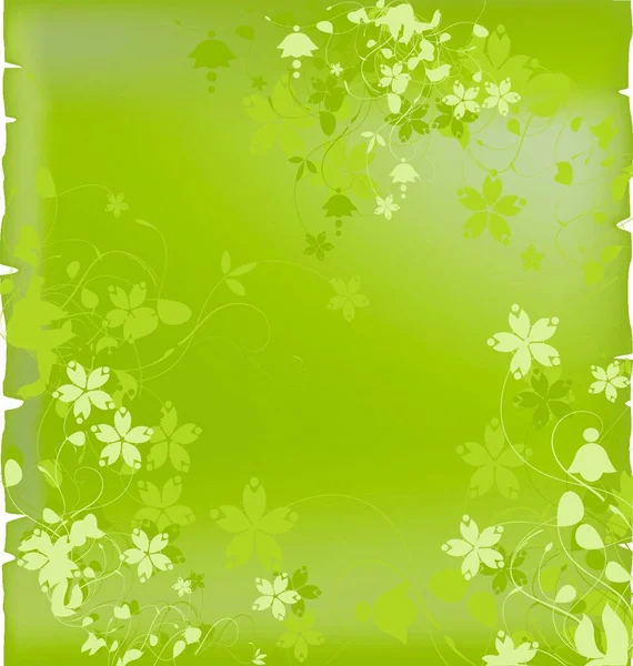 花のベクターイラスト付きの緑の背景 — ストックベクタ