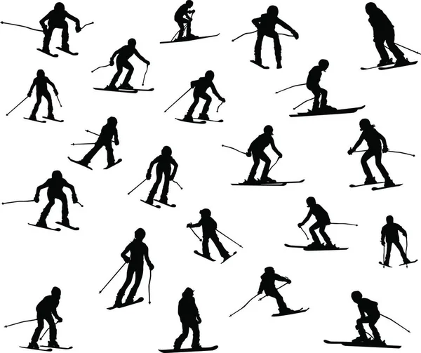 21人のスキーヤー ベクターのシンプルなデザイン — ストックベクタ