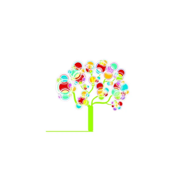 Πολύχρωμη Εικονογράφηση Διάνυσμα Δέντρο — Διανυσματικό Αρχείο
