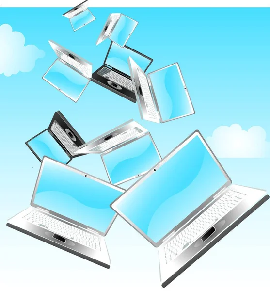 Raining Laptops Ilustração Vetorial — Vetor de Stock
