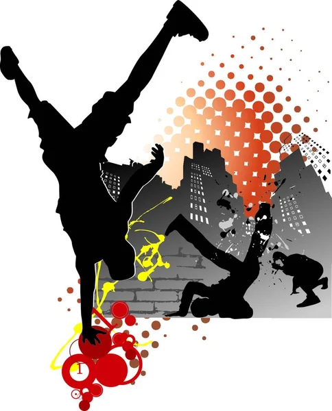Break Dance Sur Fond Art — Image vectorielle