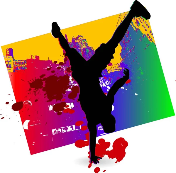 Break Dance Sur Fond Art — Image vectorielle