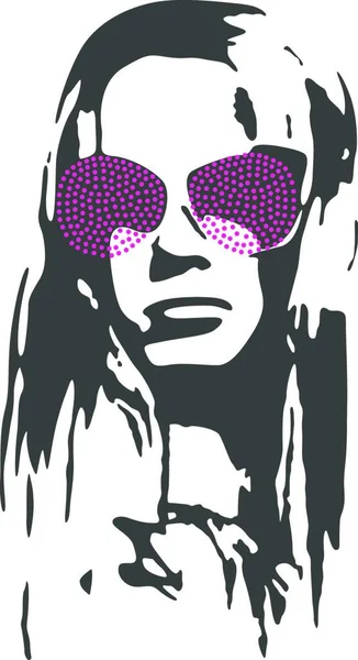 Junge Dame Mit Sonnenbrille Illustration — Stockvektor