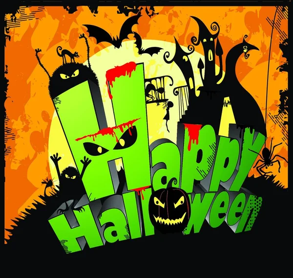 Happy Halloween Type Illustration Vectorielle Colorée — Image vectorielle