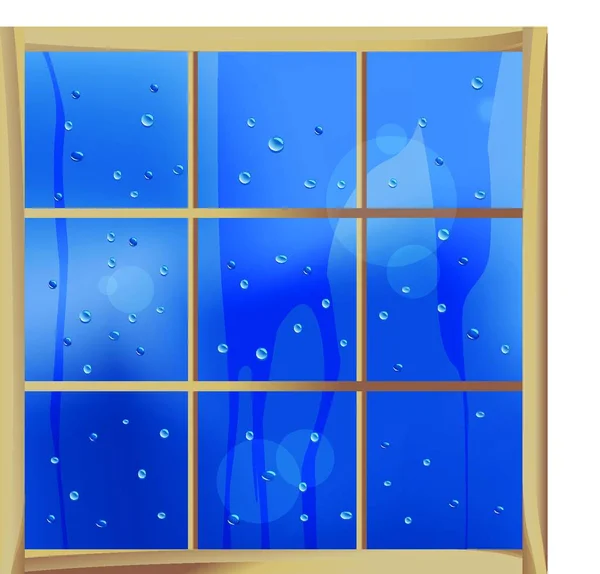 Regen Auf Fenster Hintergrund Vektor Illustration — Stockvektor