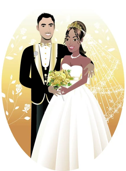 Newly Weds Modern Vector Illustration — Stock Vector