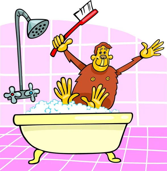 Banyodaki Maymun Grafik Vektör Çizimi — Stok Vektör
