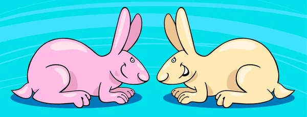 Two Cute Bunnies Graphic Vector Illustration — Stock Vector