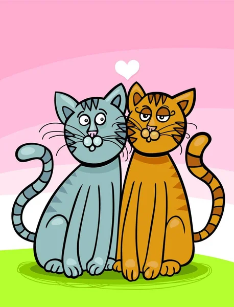 Kočky Lásce Grafická Vektorová Ilustrace — Stockový vektor