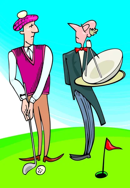 Senhor Jogando Golfe Ilustração Vetorial Gráfica — Vetor de Stock