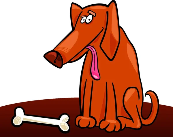 Hund Mit Knochenvektor Illustration — Stockvektor