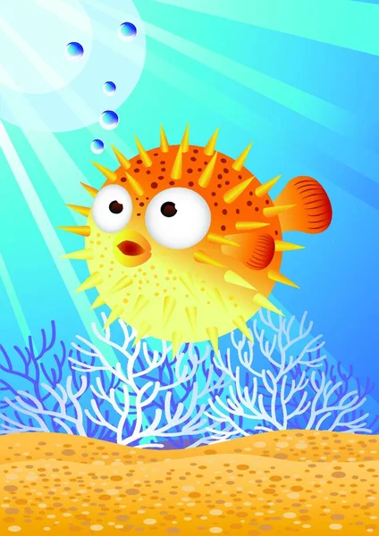 Vector Illustration Puffer Fish — Stock Vector