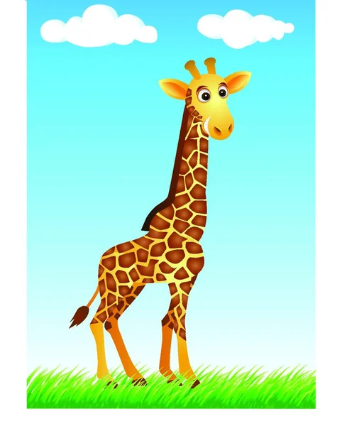 Giraff Tecknad Vektor Illustration — Stock vektor