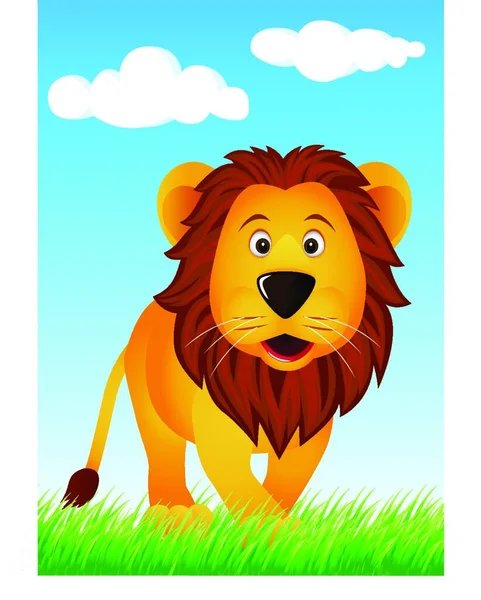 Ilustração Vetor Dos Desenhos Animados Leão —  Vetores de Stock