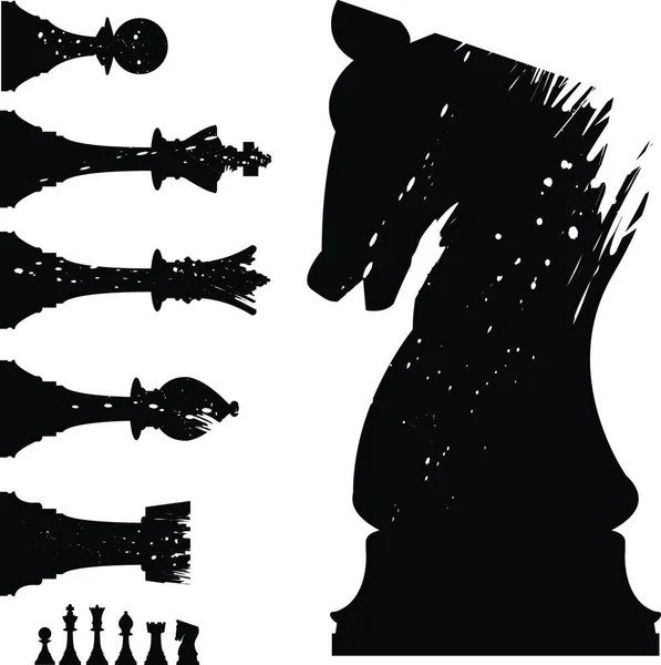 Grunge Chess Pieces Set — Stock Vector