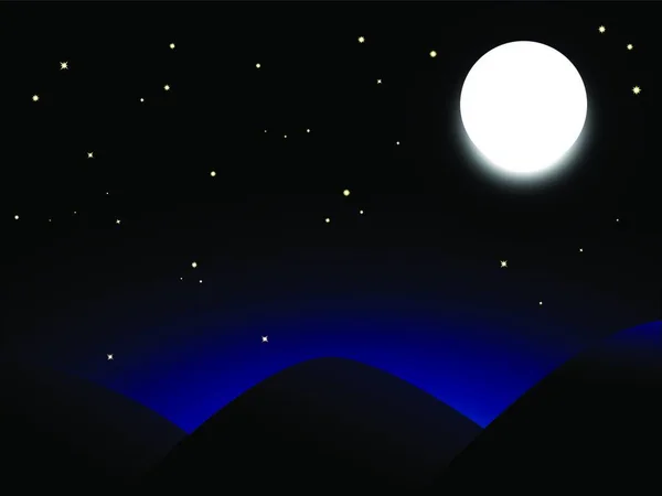 Ночь Векторная Иллюстрация Луны — стоковый вектор