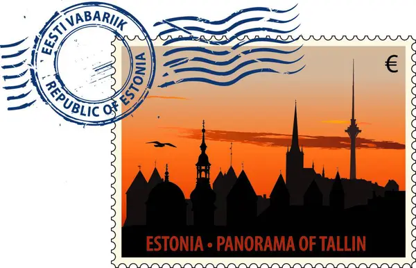 Ilustração Carimbo Postal Estónia — Vetor de Stock