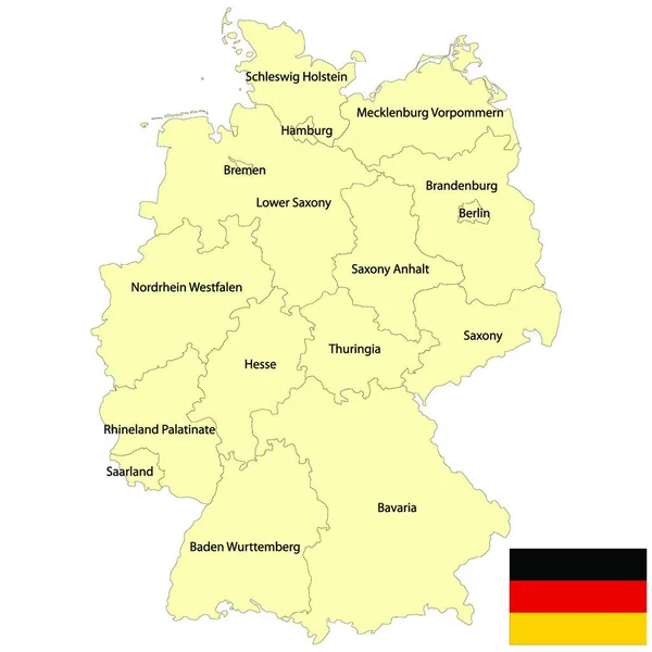 Németország Térkép Modern Vektor Illusztráció — Stock Vector