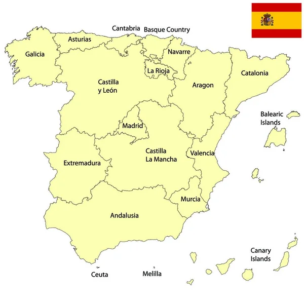 España Mapa Moderno Vector Ilustración — Vector de stock