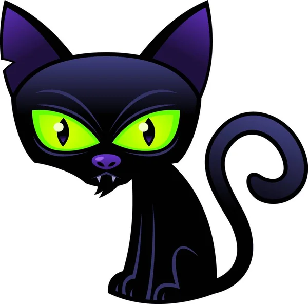 Halloween Black Cat Ilustração Vetorial Colorido — Vetor de Stock