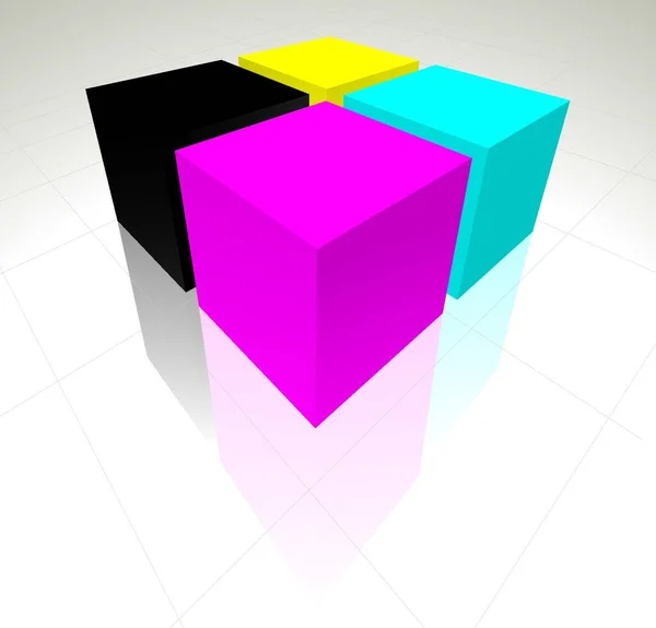 Graphic Illustration Geometric Cubes Different Bricks Squares — Stock Vector