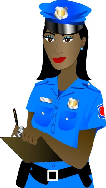 Police Woman Colorful Vector Illustration — Stock Vector