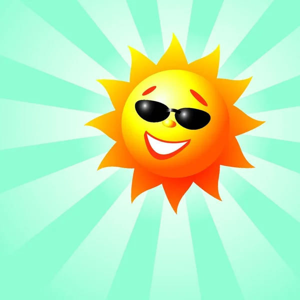 Usmívající Slunce Grafická Vektorová Ilustrace — Stockový vektor