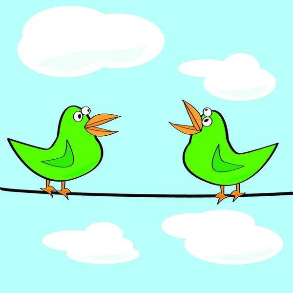 Birds Chirping Ilustração Vetorial Colorido — Vetor de Stock