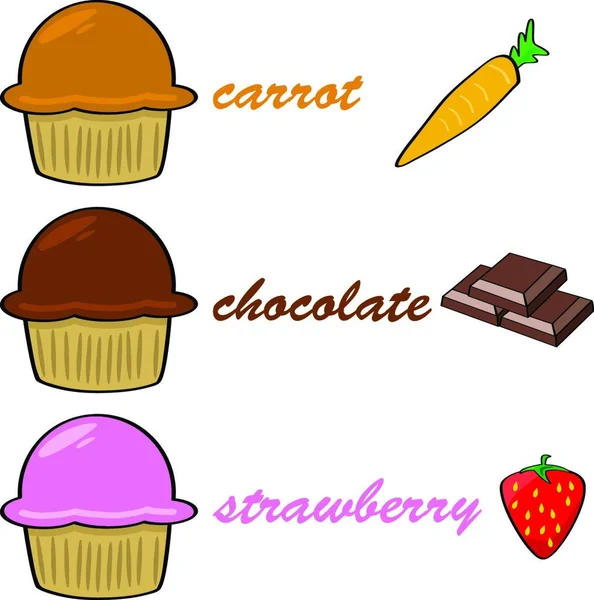 Muffins Desenhos Animados Ilustração Vetorial Gráfica — Vetor de Stock