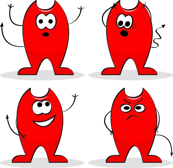 Quatro Desenhos Animados Diabo Ilustração Vetorial — Vetor de Stock