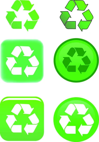 Set Icone Ecologia Riciclaggio — Vettoriale Stock