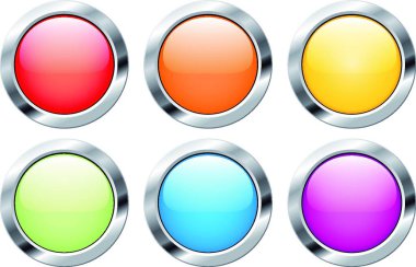 Parlak düğmeler, renkli vektör resimlemesi 